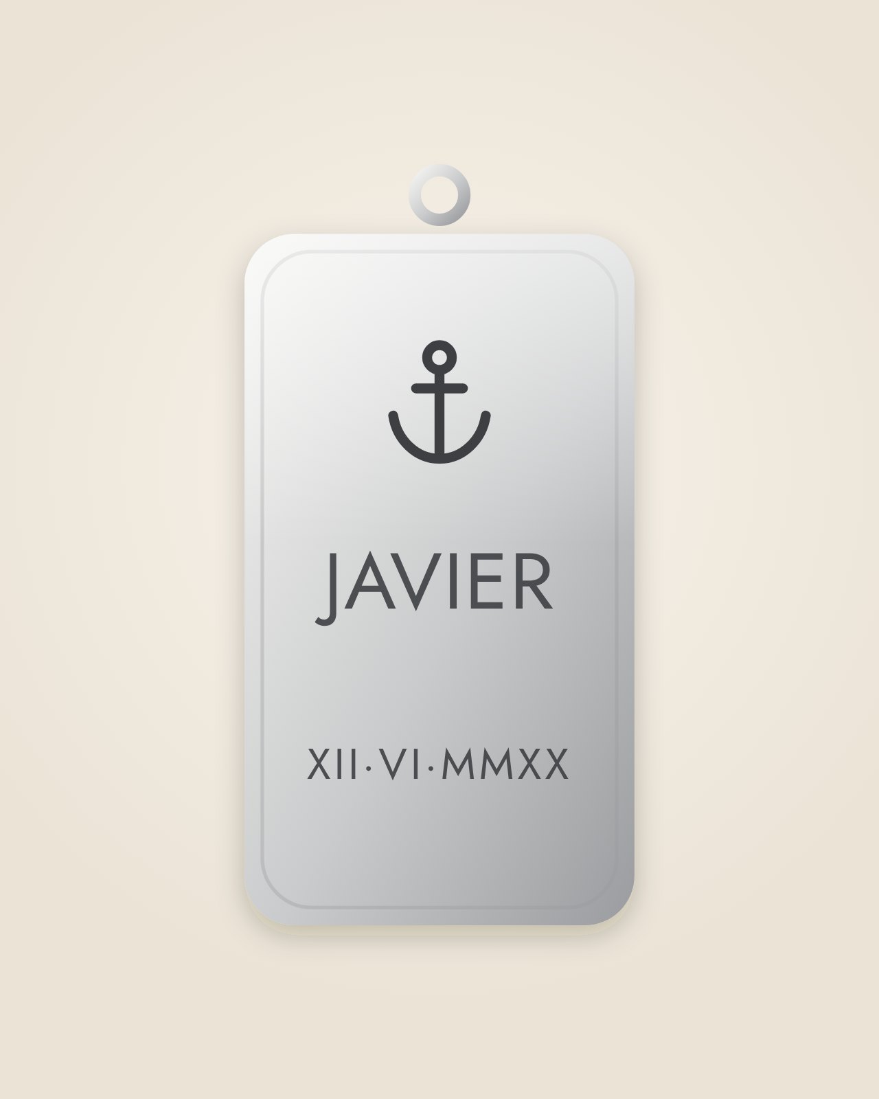 Vista previa orientativa: placa con cadena cubana con grabado de ejemplo